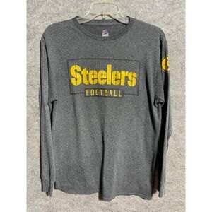 Pittsburgh Steelers Football Majestic Shirt Mens M Long Sleeve Pullover Gray